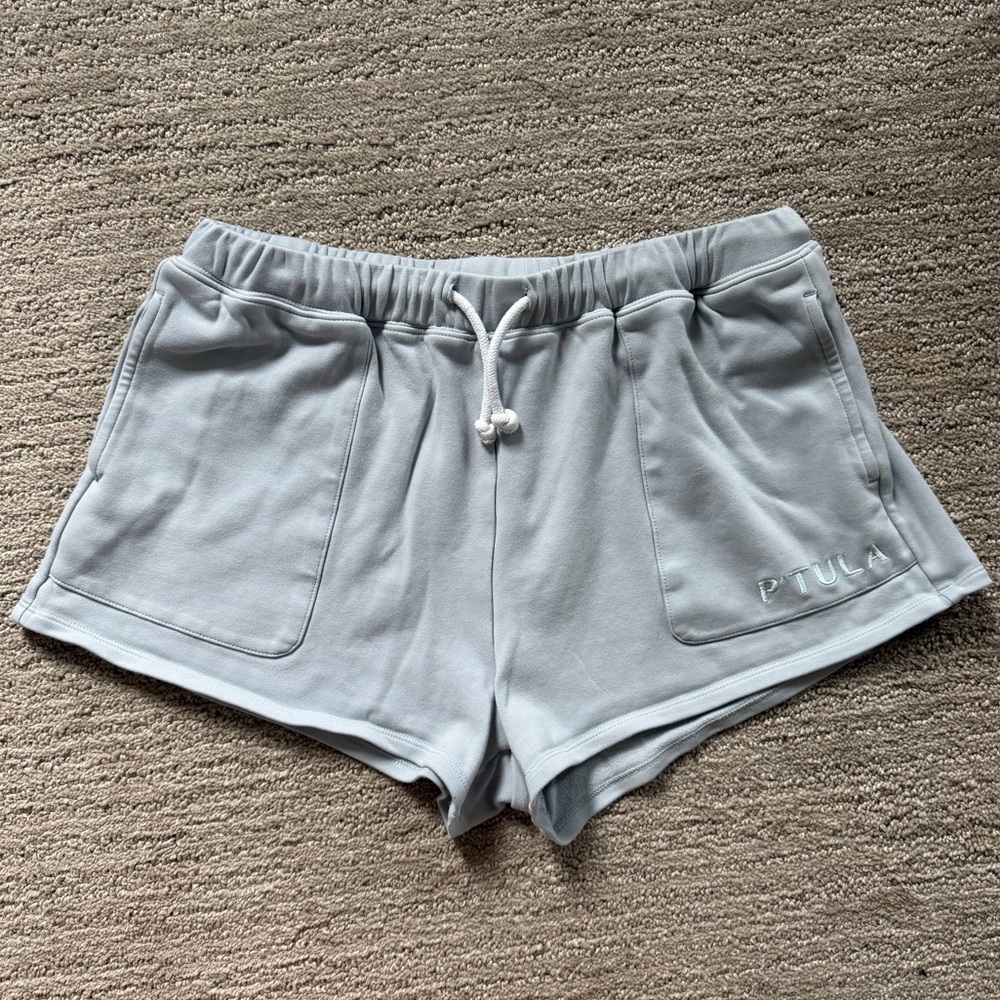 P'tula Women's Light Blue-Grey Lounge Shorts with Adjustable Waist Tie
